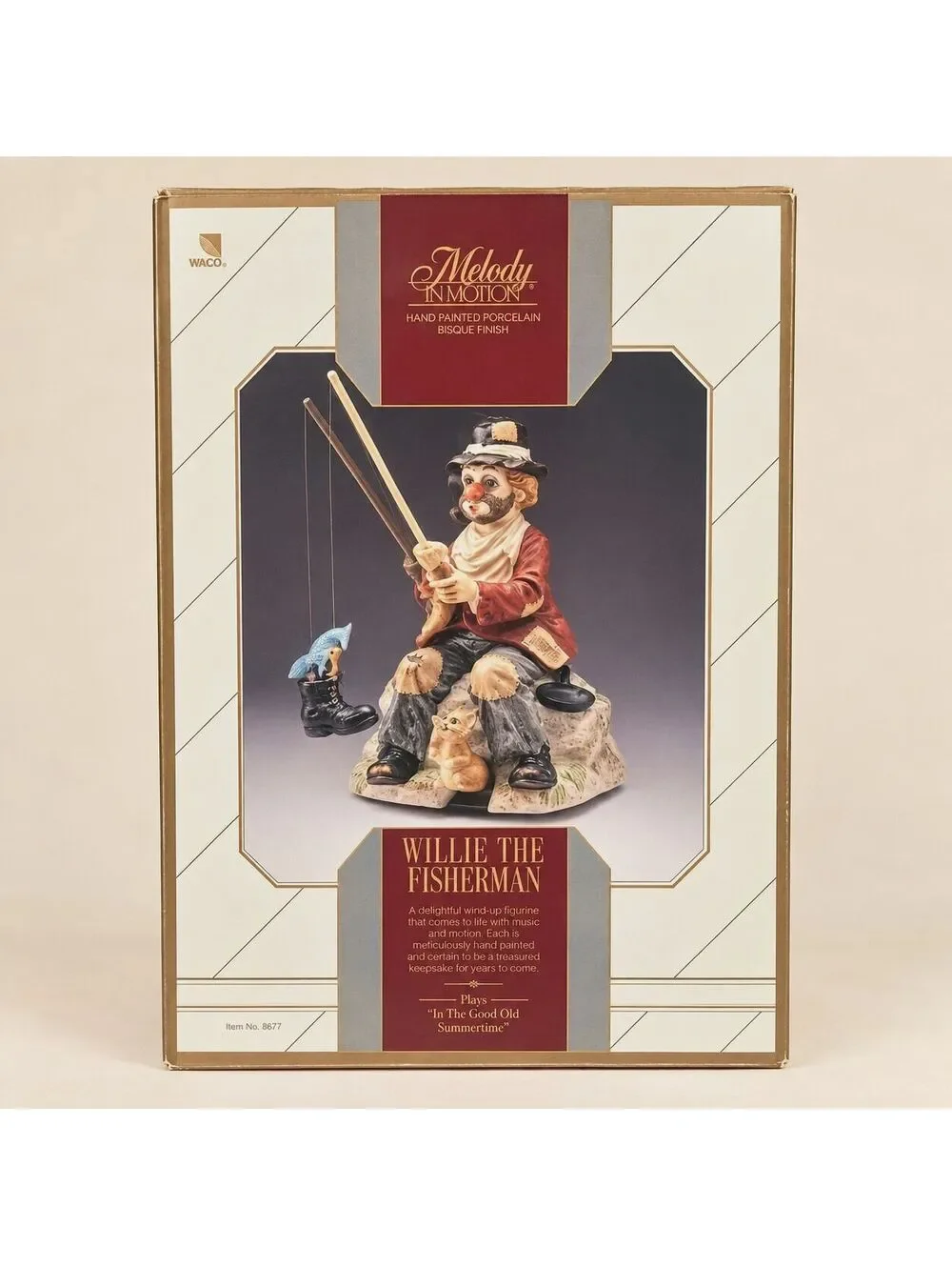 Willie Fisherman Figurine, Melody in Motion Vintage Collectible, Non-Working